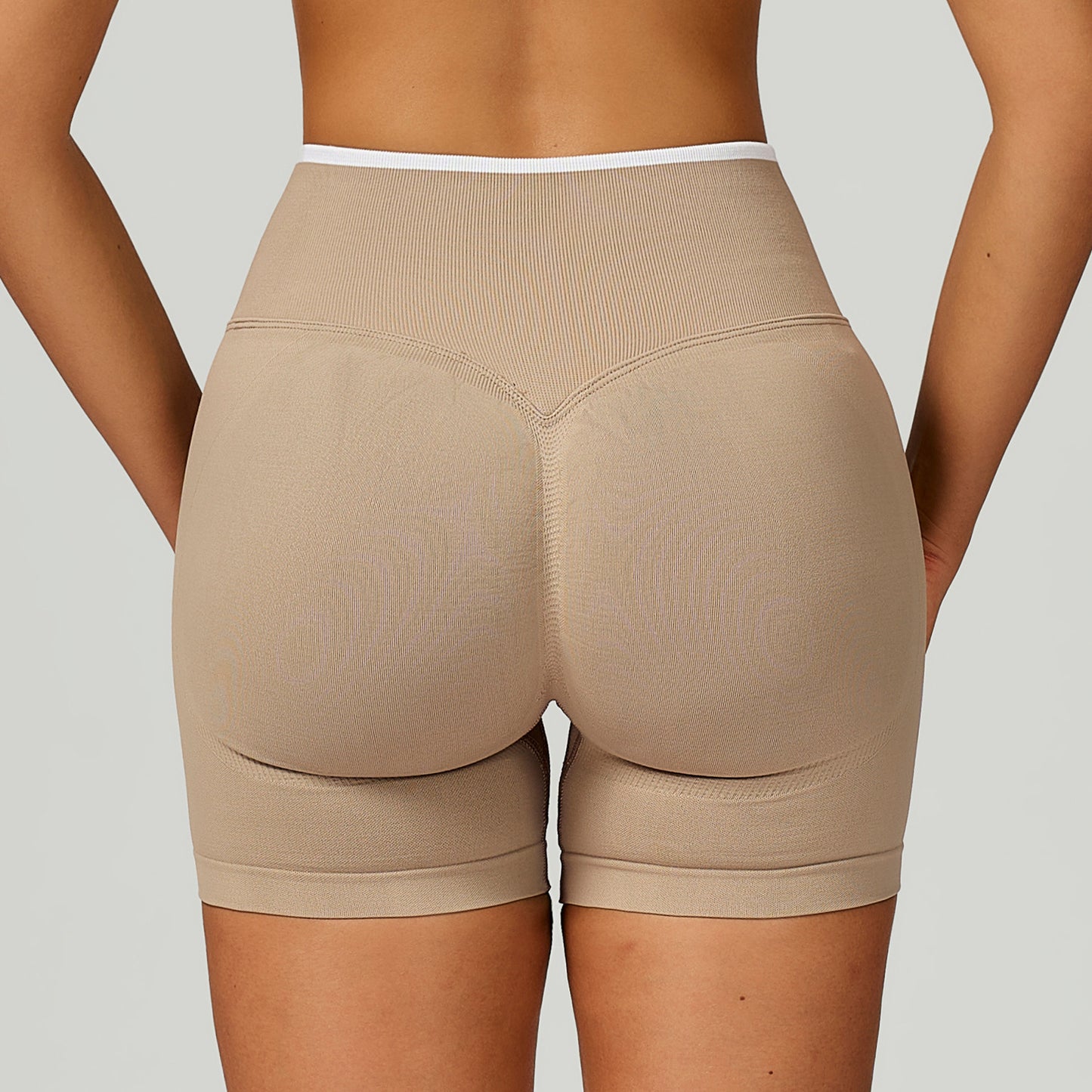 Seamless Yoga Contrast Color Binding High Waist Tight Shorts