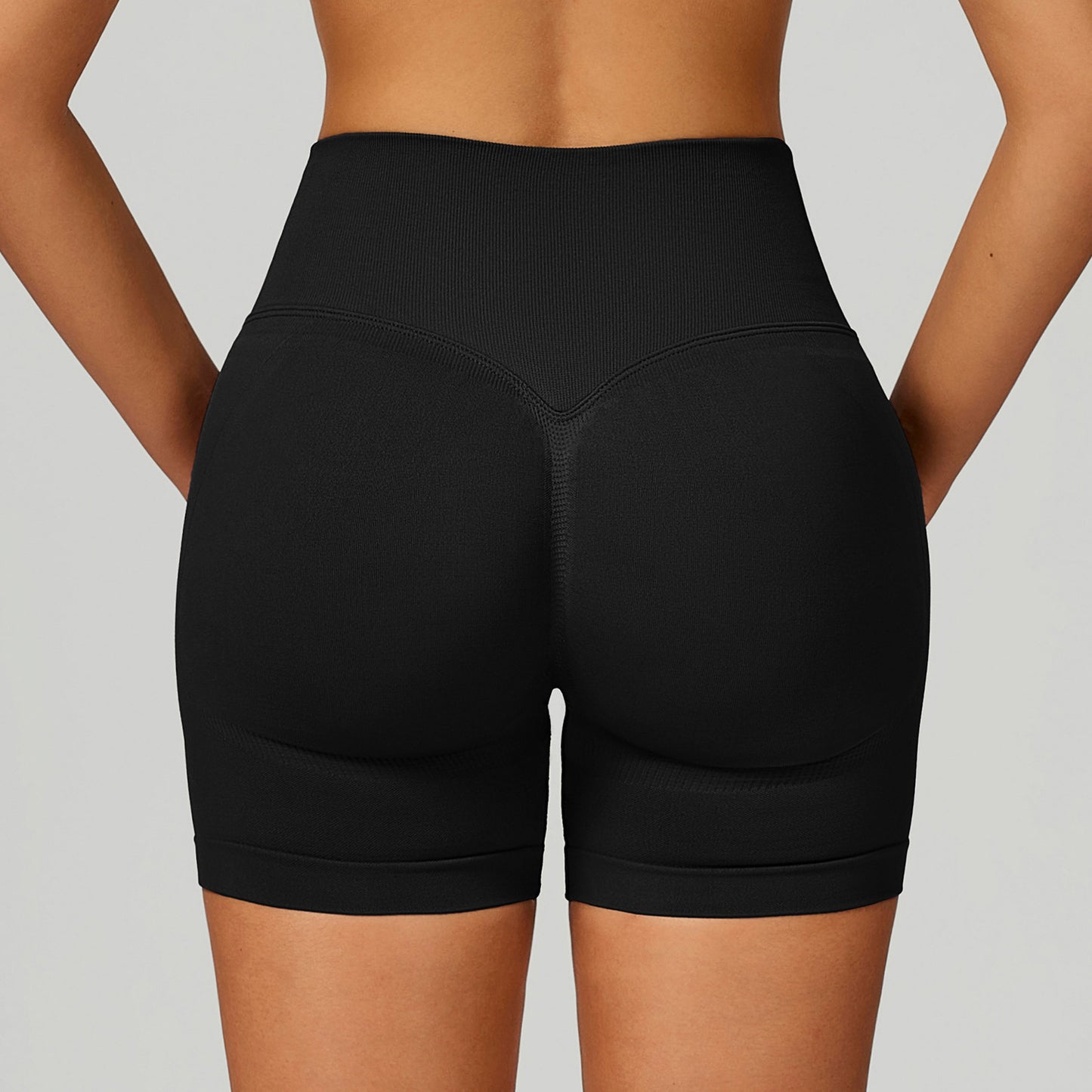Seamless Yoga Contrast Color Binding High Waist Tight Shorts