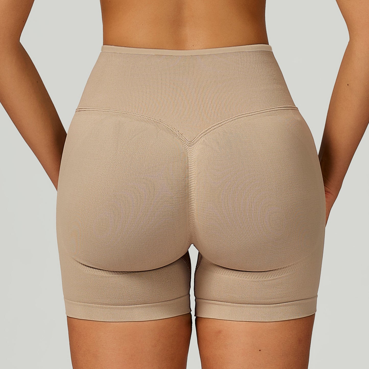 Seamless Yoga Contrast Color Binding High Waist Tight Shorts