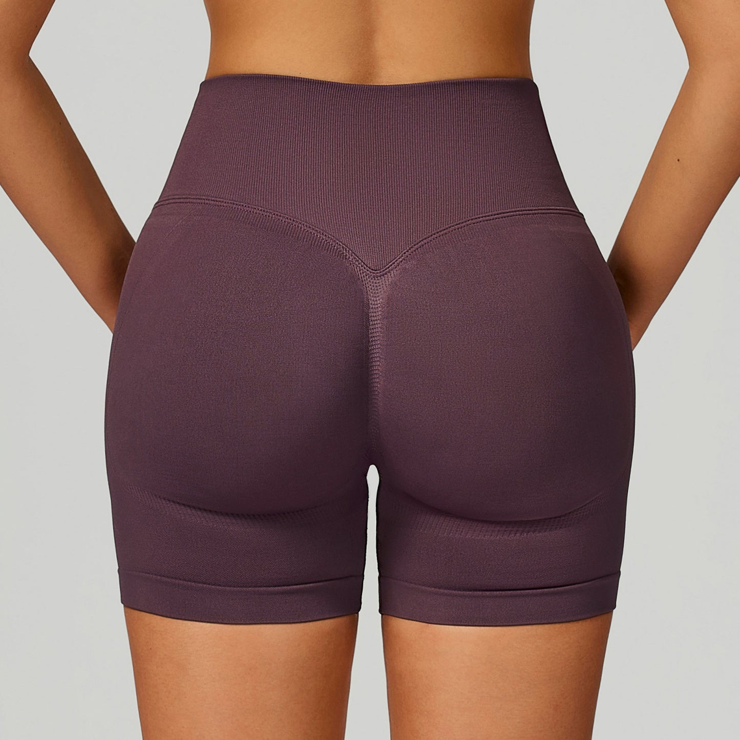 Seamless Yoga Contrast Color Binding High Waist Tight Shorts