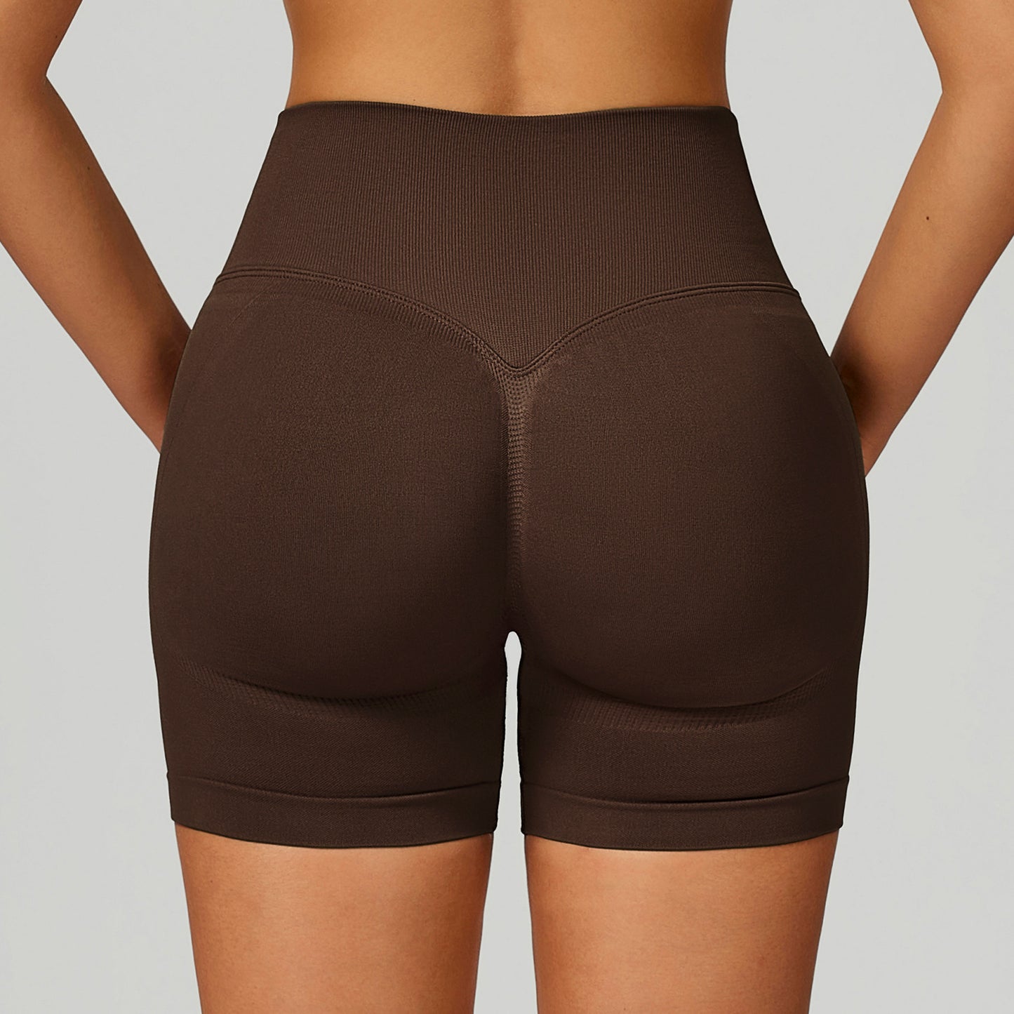 Seamless Yoga Contrast Color Binding High Waist Tight Shorts